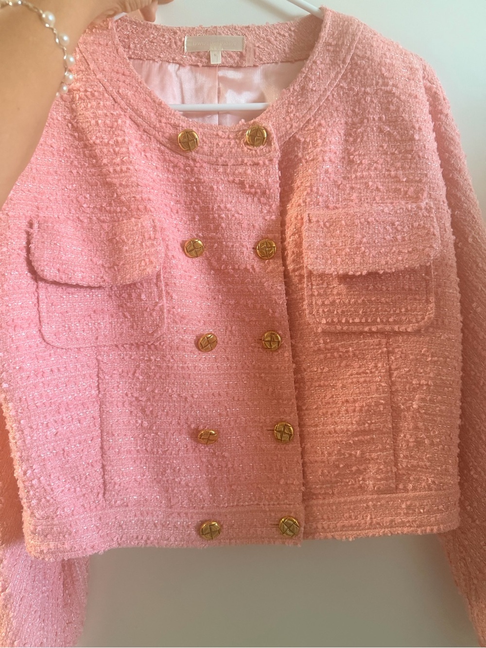 LoveShackFancy Pink Bouclé Double-Breasted Kids Jacket